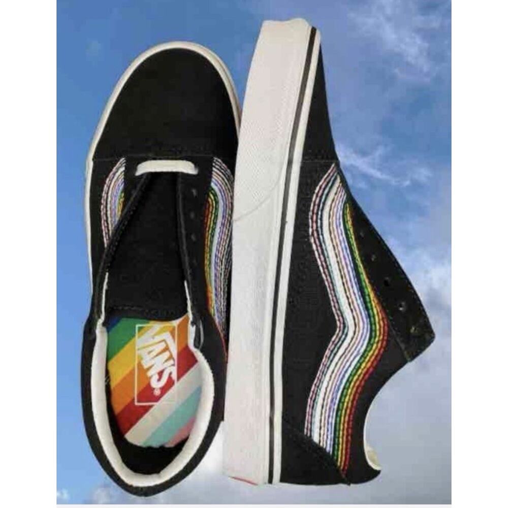 van old skool pride shoes Black with rainbow design size 9 - Picture 3 of 8